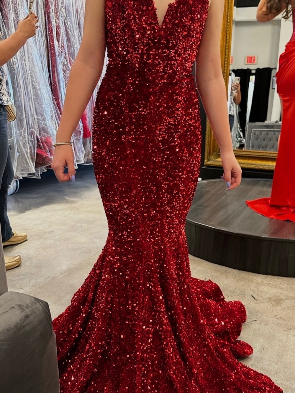 Burgundy Red Color Mermaid Evening, Prom Dress, Formal